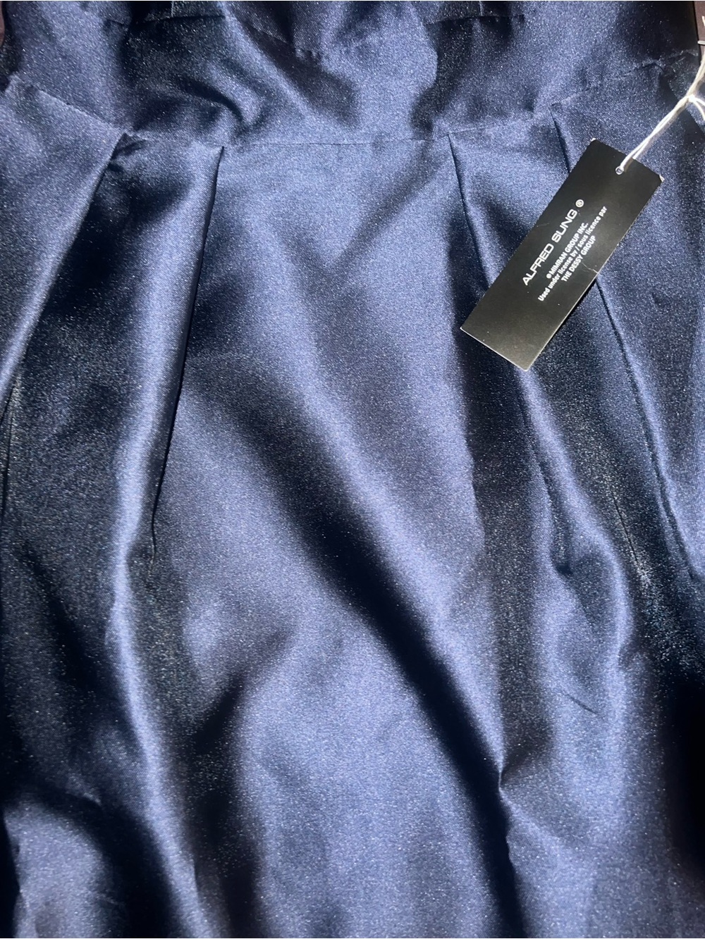 ALFRED SUNG Navy Cap-Sleeve Maxi Gown w pleated skirt and pockets 10R NWT - Picture 6 of 7